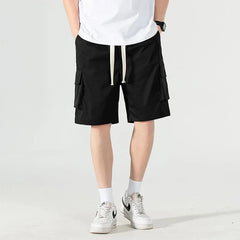 Mid Rise Plain Cargo Shorts