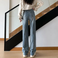 High Waist Washed Wide Leg Jeans (Various Designs)