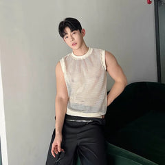 Crewneck Mesh Plain Tank Top
