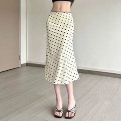 Low Rise Dotted Midi Pencil Skirt