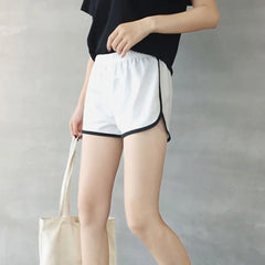 High Waist Plain Contrast Trim Hot Pants