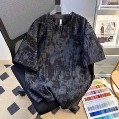 Short-Sleeve Notch Neck Tie-Dye T-Shirt