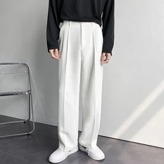 Mid Rise Plain Loose Fit Dress Pants