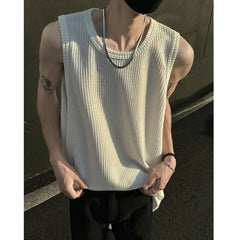 Crewneck Plain Knit Tank Top