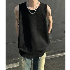 Crewneck Plain Knit Tank Top