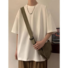 3/4-Sleeve Round Neck Plain Oversized T-Shirt