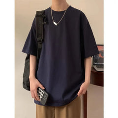 3/4-Sleeve Round Neck Plain Oversized T-Shirt