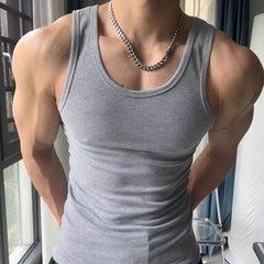 Scoop Neck Plain Ribbed Slim Fit Tank Top