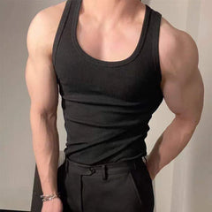 Scoop Neck Plain Ribbed Slim Fit Tank Top