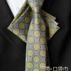 Set:  Striped / Jacquard Neck Tie + Pocket Square