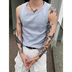 Round Neck Plain Ribbed Tank Top
