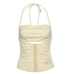 Halter Neck Plain Corset Camisole Top