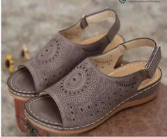 Peep Toe Wedge Heel Slingback Sandals