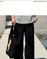 Drawstring-Waist Straight-Cut Loose Pants