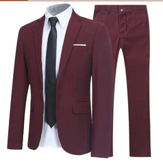 Set: Peak Lapel Single-Button Blazer + Tapered Dress Pants