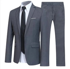 Set: Peak Lapel Single-Button Blazer + Tapered Dress Pants