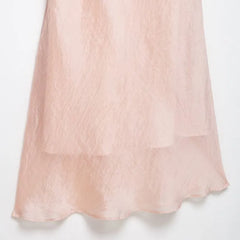 Spaghetti Strap V-Neck Plain Ruffle Trim Open Back Maxi Mermaid Dress