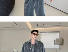 Set: Elbow-Sleeve Crew Neck Plain T-Shirt + Mid Rise Wide Leg Shorts + Shirt