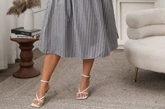 Plus Size Sleeveless Striped Slim-Fit Midi A-Line Dress