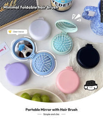 Portable Mirror with Hair Brush