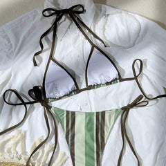 Set: Striped Bikini Top + Bottom