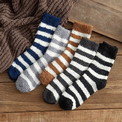 Striped Coral Fleece Socks