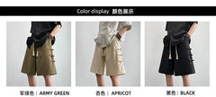 Drawstring Waist Plain Frog Closure Shorts