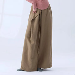 High Waist Plain Shirred Dance Wide Leg Pants