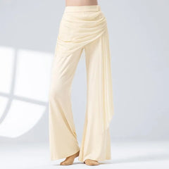 High Waist Plain Shirred Dance Wide Leg Pants
