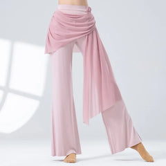 High Waist Plain Shirred Dance Wide Leg Pants