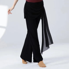 High Waist Plain Shirred Dance Wide Leg Pants