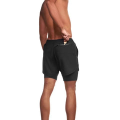 Drawstring Waist Mock Two Piece Sports Shorts