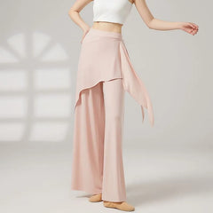 High Waist Plain Skirt Overlay Wide Leg Dance Pants