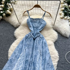 Spaghetti Strap Lace Maxi A-Line Dress