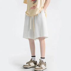 Drawstring Waist Plain Bermuda Sweat Shorts