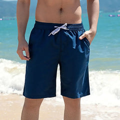Drawstring Waist Plain Beach Shorts