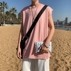 Sleeveless Crew Neck Plain T-Shirt