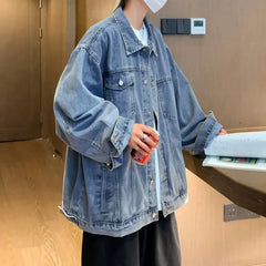 Collared Denim Button-Up Jacket