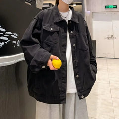 Collared Denim Button-Up Jacket