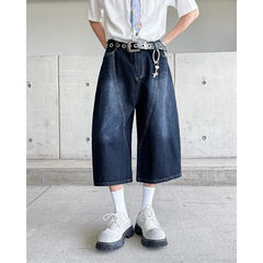 Mid Rise Washed Wide Leg Jorts