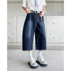 Mid Rise Washed Wide Leg Jorts