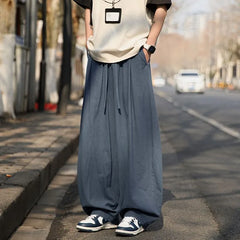 Drawstring Waist Plain Wide Leg Pants
