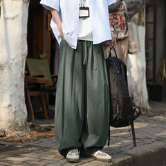Drawstring Waist Plain Wide Leg Pants