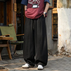Drawstring Waist Plain Wide Leg Pants