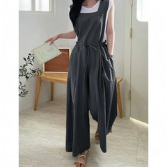 Sleeveless Plain Wide Leg Jumpsuit