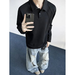Long-Sleeve Plain Polo Shirt