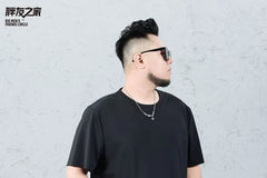 Short-Sleeve Crewneck Mesh Plain T-Shirt