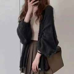 V-Neck Plain Button Up Cardigan