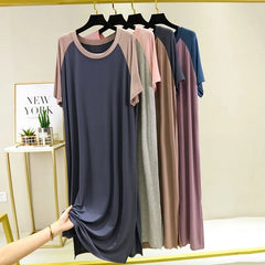 Short-Sleeve Crewneck Raglan Maxi T-Shirt Dress