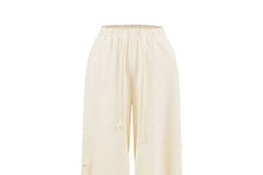 Drawstring Waist Plain Loose Fit Pants